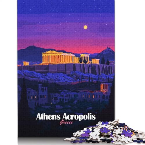1500-teiliges Puzzle „Athen Akropolis Nacht“ für Erwachsene, Puzzle für Erwachsene und Jugendliche, Lernspiel, 1500 Teile (85 x 57 cm) von TBDUEPS