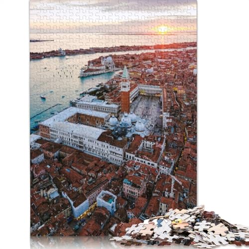 1500-teiliges Puzzle „Luftaufnahme von Venedig bei Sonnenuntergang“ für Erwachsene, Holzpuzzles für Erwachsene und Jugendliche ab 12 Jahren, 1500 Teile (85 x 57 cm) von TBDUEPS
