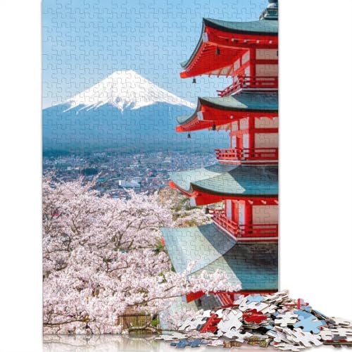 1500-teiliges Puzzle mit Berg Fuji und Friedenspagode für Erwachsene und Teenager. Holzpuzzle für Erwachsene, Lernspiel, Herausforderungsspielzeug, 1500 Teile (85 x 57 cm) von TBDUEPS