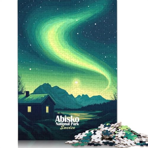 1500-teiliges Puzzle mit Nordlicht-Landschaft für Erwachsene, Lernspiele für Zuhause, DIY-Spielzeug, 1500 Teile (85 x 57 cm) von TBDUEPS