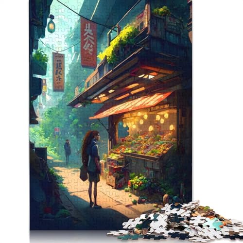 1500-teiliges Solarpunk-Straßenmarkt-Puzzle für Erwachsene und Teenager, Puzzle für Erwachsene, Lernspiel für Erwachsene, 1500 Teile (85 x 57 cm) von TBDUEPS