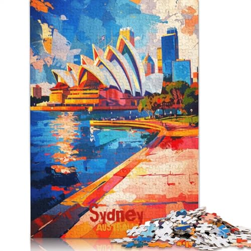 1500-teiliges Sydney-Kunstposter-Puzzle für Erwachsene Teenager. Holzpuzzles für Erwachsene, Lernspiel, Herausforderungsspielzeug, 1500 Stück (85 x 57 cm) von TBDUEPS