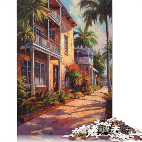 520-teiliges Art District Miami USA-Puzzle für Erwachsene Teenager, Holzpuzzles für Erwachsene, Heimdekoration, Puzzlespielzeug, 520 Stück (52 x 38 cm) von TBDUEPS