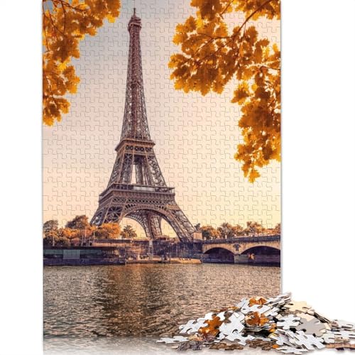 520-teiliges Herbst-in-Paris-Poster-Puzzle für Erwachsene, Holzpuzzle für Erwachsene und Jugendliche, Lernspielzeug, 520 Teile (52 x 38 cm) von TBDUEPS