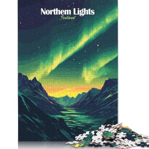 520-teiliges Nordlicht-Island-Puzzle für Erwachsene, schwieriges Holzpuzzle für Erwachsene und Jugendliche ab 12 Jahren, 520 Teile (52 x 38 cm) von TBDUEPS