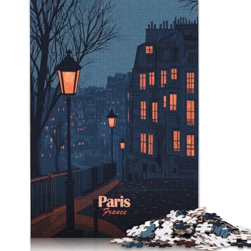 520-teiliges Pariser Nachtbild für Erwachsene, schwierige Holzpuzzles, Puzzles für Erwachsene, Lernspiel, Herausforderungsspielzeug, 520 Stück (52 x 38 cm) von TBDUEPS