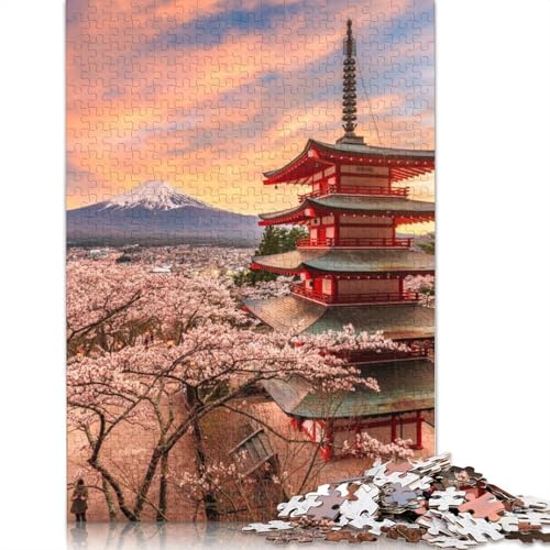 520-teiliges Puzzle „Berg Fuji und Pagode“ für Erwachsene, schwierige Puzzles für Erwachsene, Lernspiel, Herausforderungsspielzeug, 520 Teile (52 x 38 cm) von TBDUEPS