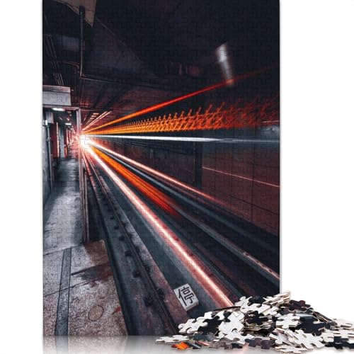 520-teiliges Puzzle „Langzeitbelichtung in der U-Bahn“ für Erwachsene Teenager, Holzpuzzles für Erwachsene, Heimdekoration, Puzzlespielzeug, 520 Stück (52 x 38 cm) von TBDUEPS