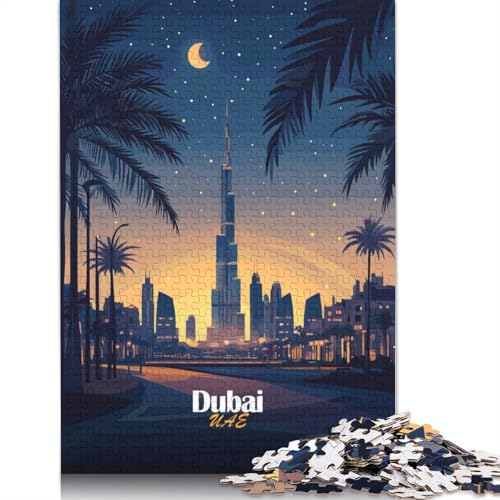520-teiliges Puzzle „Skyline von Dubai bei Nacht“ für Erwachsene, schwierige Puzzles für Erwachsene, Lernspiel, Herausforderungsspielzeug, 520 Teile (52 x 38 cm) von TBDUEPS