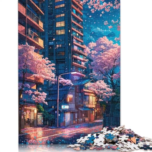 520-teiliges Sakura Evenings-Puzzle für Erwachsene Teenager, Holzpuzzles für Erwachsene, Heimdekoration, Puzzlespielzeug, 520 Stück (52 x 38 cm) von TBDUEPS