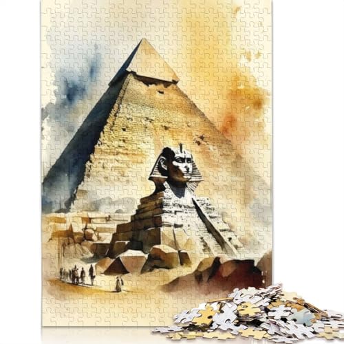 Ägyptische Pyramiden im Wasser, Puzzle 1000 Teile, für Teenager, Geschenke, Holzpuzzle für Erwachsene und Teenager ab 12 Jahren, 1000 Teile (75 x 50 cm) von TBDUEPS