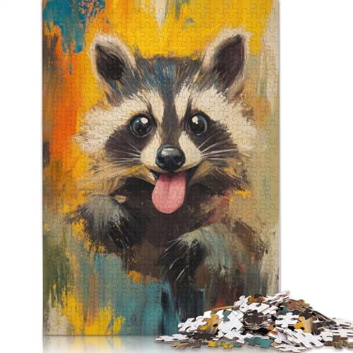 Abstract Raccoon Painting Puzzle 1000-teilige Schwer Puzzle Spielzeug Pädagogisches Spiel Impossible Herausforderung Spielzeug Für Erwachsene Und Kinder Ab 12 Jahren 1000pcs (38x26cm) von TBDUEPS