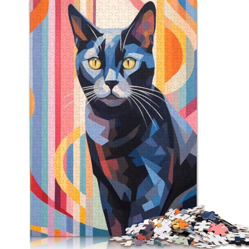 Abstrakte süße Cartoon-Katze, 1000-teiliges Puzzle, Familienspaß für Erwachsene und herausforderndes Spiel, Spiele zum Stressabbau und einzigartige Geschenke, 1000 Teile (75 x 50 cm) von TBDUEPS