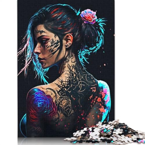 Aesthetic Female Tattoo Puzzle 1000 Teile Schwer Puzzle Spielzeug Pädagogisches Spiel Impossible Herausforderung Spielzeug Für Erwachsene Kinder 1000pcs (75x50cm) von TBDUEPS