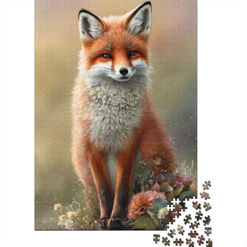 Animal Art Fox 1000-teiliges Holzpuzzle für Erwachsene, Puzzle, Lernspiel, Herausforderungsspielzeug, 1000 Teile (38 x 26 cm) von TBDUEPS