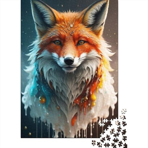 Animal Art Fox 1000-teiliges Puzzle für Erwachsene und Teenager, Teenager, Mann, Frau, Geschenk, 1000 Teile (38 x 26 cm) von TBDUEPS