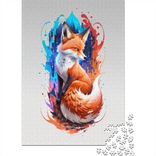 Animal Art Fox Puzzles für Erwachsene, 1000-teiliges Puzzle für Teenager ab 12 Jahren, 1000 Teile (38 x 26 cm) von TBDUEPS