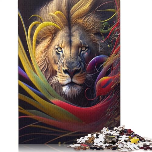 Animal Art Löwen-Puzzles 1000 Teile Holzpuzzles für Erwachsene und Teenager Familienspiel 1000 Stück (75 x 50 cm) von TBDUEPS
