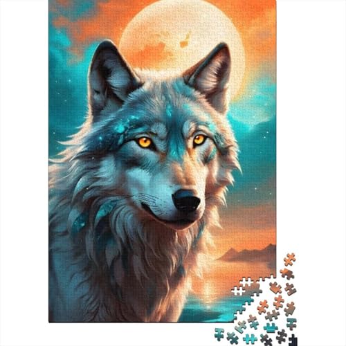 Animal Art Wolf 1000-teiliges Puzzle, Holzpuzzle für Teenager, lustiges Puzzle 1000 Teile (38 x 26 cm) von TBDUEPS