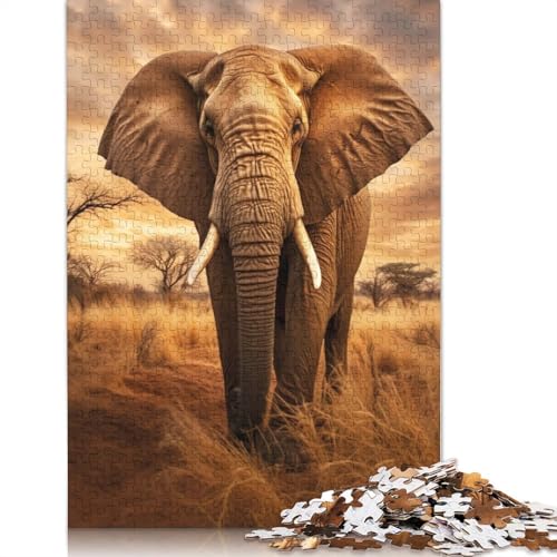 Animals African Elephant Puzzle 1000 Teile Schwer Puzzle Spielzeug Lernspiel Impossible Herausforderungsspielzeug Für Erwachsene Kinder 1000pcs (75x50cm) von TBDUEPS