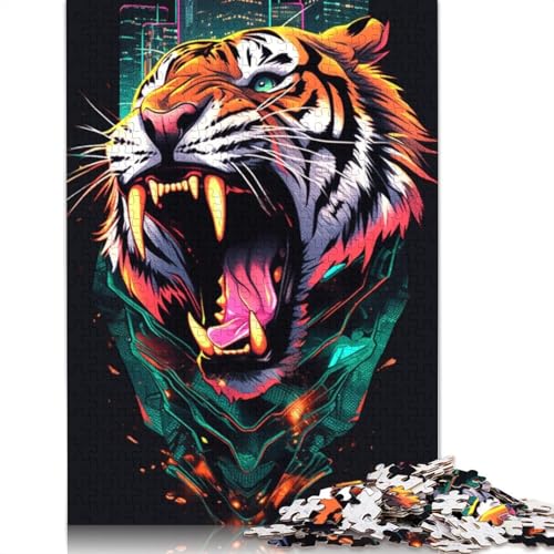 Anime Art Tiger Puzzles für Erwachsene, 1000-teiliges Puzzle für Teenager, Lernspiel, Herausforderung, Spielzeug, 1000 Stück (75 x 50 cm) von TBDUEPS