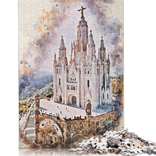 Aquarell-Puzzle Barcelona, Spanien, 520 Teile, für Teenager, Geschenke, Holzpuzzle für Erwachsene und Teenager ab 12 Jahren, 520 Teile (52 x 38 cm) von TBDUEPS