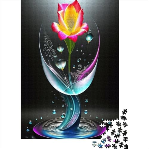 Art Flowers 1000-teiliges Holzpuzzle für Erwachsene, Puzzle, Lernspiel, Herausforderungsspielzeug, 1000 Teile (38 x 26 cm) von TBDUEPS