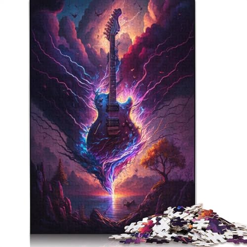 Art Guitar Puzzle Familienspaß Rechteckiges Papierpuzzle für Jungen oder Mädchen Halloweengeschenke 1000 Teile (75 x 50 cm) von TBDUEPS