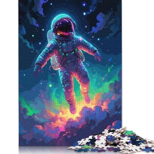 Astronaut On The Space Puzzle 1000 Teile Schwer Puzzle Spielzeug Lernspiel Impossible Herausforderungsspielzeug Für Erwachsene Kinder 1000pcs (75x50cm) von TBDUEPS