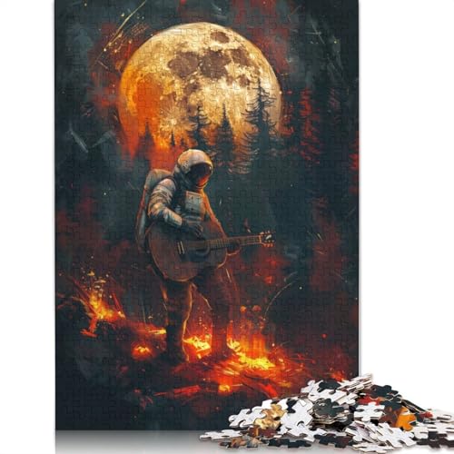 Astronaut Playing Guitar Puzzle 1000-teilige Schwer Puzzle Spielzeug Pädagogisches Spiel Impossible Herausforderung Spielzeug Für Erwachsene Und Kinder Ab 14 Jahren 1000pcs (38x26cm) von TBDUEPS