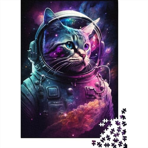 Astronauten-Kunst-Katzen-Puzzle, Denksportaufgabe, Premium-Karton-Puzzle für Kinder und Erwachsene ab 12 Jahren, 300 Teile (40 x 28 cm) von TBDUEPS