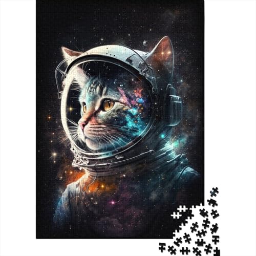Astronauten-Kunst-Katzen-Puzzle, Familienspaß, 100% recycelter Karton, Puzzle für Kinder und Erwachsene ab 12 Jahren, 300 Teile (40 x 28 cm) von TBDUEPS