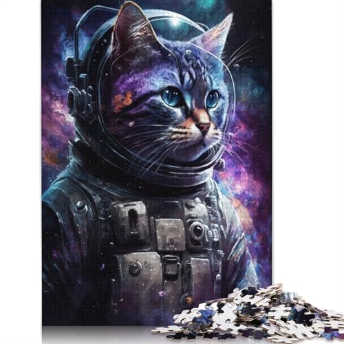 Astronauten-Kunst-Katzen-Puzzle, schwierige Herausforderung, 100% recycelter Karton, Puzzle für Frauen und Männer, 1000 Teile (75 x 50 cm) von TBDUEPS