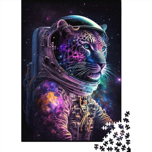 Astronauten-Leoparden-Puzzle, schwieriges, rechteckiges Hartpapier-Puzzle für Erwachsene und Kinder, einzigartiges Geschenk, 300 Teile (40 x 28 cm) von TBDUEPS