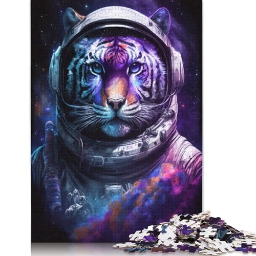 Astronauten-Tiger-Puzzle, Denksportaufgabe, 100% recycelter Karton, Puzzle für Damen und Herren, 1000 Teile (75 x 50 cm) von TBDUEPS