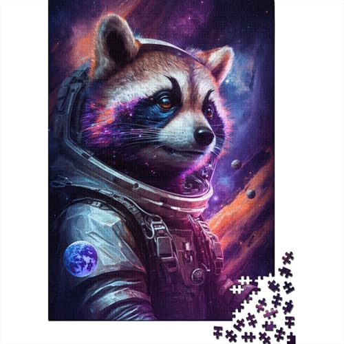 Astronauten-Waschbär-Puzzle, 100% recycelter Karton, Premium-Karton, Puzzle für Erwachsene und Kinder, 300 Teile (40 x 28 cm) von TBDUEPS