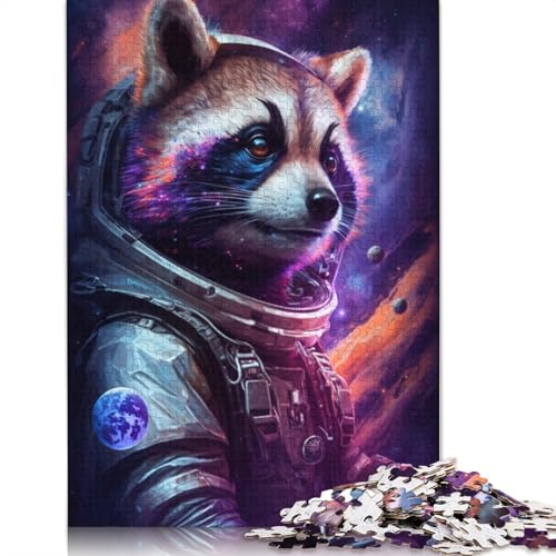 Astronauten-Waschbär-Puzzle, 100% recyceltes Kartonpapier, rechteckiges Puzzle für Erwachsene und Kinder, 1000 Teile (75 x 50 cm) von TBDUEPS