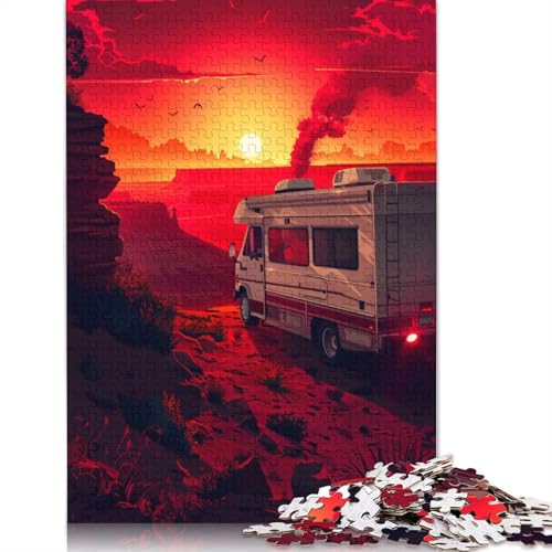 Auto bei Sonnenuntergang, Puzzle für Erwachsene und Jugendliche, 1000 Teile, Holzpuzzle für Teenager, Geschenke, Denksportspiel, 1000 Teile (75 x 50 cm) von TBDUEPS