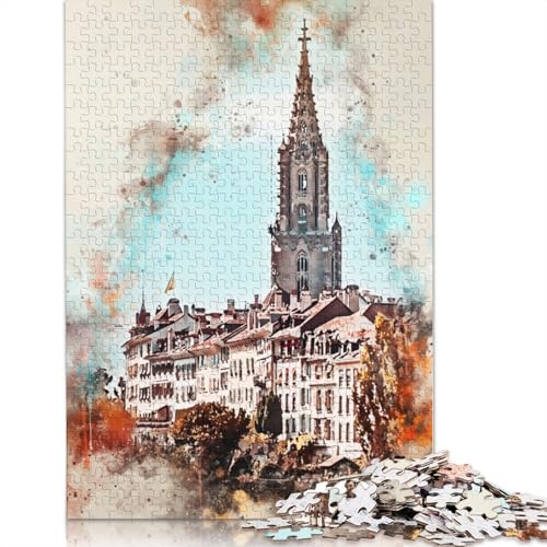 Bern Aquarell-Puzzles für Erwachsene und Jugendliche. Holzpuzzles für Erwachsene und Jugendliche. Nachhaltiges Puzzle für Erwachsene | Spiele 1500 Teile (85 x 57 cm) von TBDUEPS