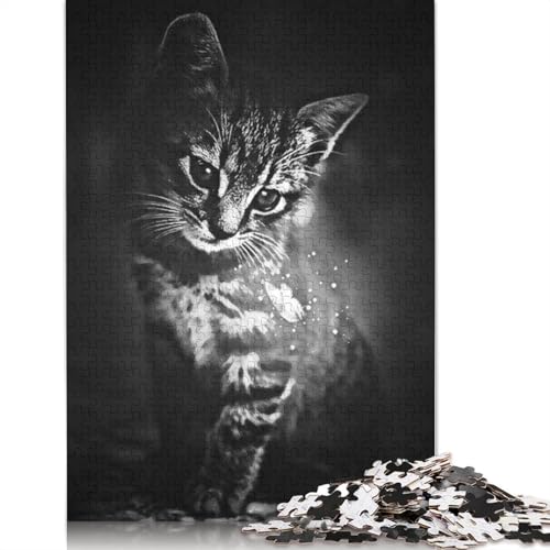 Black Cat and Butterfly Puzzles 1000-teilige Schwer Puzzle Spielzeug Lernspiel Impossible Herausforderungsspielzeug Für Erwachsene Kinder 1000pcs (38x26cm) von TBDUEPS