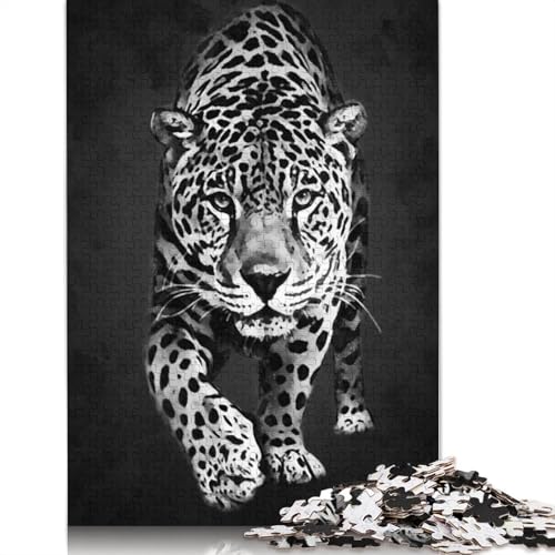 Black Cheetah Puzzle 1000-teilige Schwer Puzzle Spielzeug Pädagogisches Spiel Impossible Herausforderung Spielzeug Für Erwachsene Und Kinder Ab 12 Jahren 1000pcs (38x26cm) von TBDUEPS