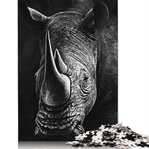 Black Rhinoceros Puzzle 1000-teilige Schwer Puzzle Spielzeug Pädagogisches Spiel Impossible Herausforderung Spielzeug Für Erwachsene Kinder 1000pcs (75x50cm) von TBDUEPS