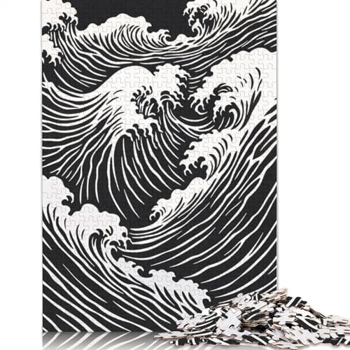 Black White Ocean Vintage Puzzle 1000 Teile Schwer Puzzle Spielzeug Pädagogisches Spiel Impossible Herausforderungsspielzeug Für Erwachsene Kinder 1000pcs (75x50cm) von TBDUEPS