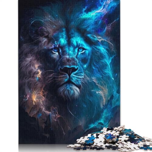 Blue Celestial Lion Puzzle 1000-teilige Schwer Puzzle Spielzeug Lernspiel Impossible Herausforderung Spielzeug Für Erwachsene Und Kinder Ab 14 Jahren 1000pcs (75x50cm) von TBDUEPS