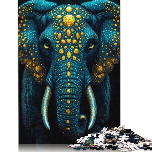 Blue and Gold Elephant Puzzles 1000 Teile Schwer Puzzle Spielzeug Pädagogisches Spiel Impossible Herausforderungsspielzeug Für Erwachsene Kinder 1000pcs (75x50cm) von TBDUEPS