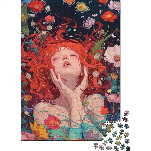 Blumen-Farb-Mädchen-Puzzle für Erwachsene, 1000 Teile, Puzzles für Erwachsene und Teenager ab 12 Jahren, 1000 Teile (38 x 26 cm) von TBDUEPS
