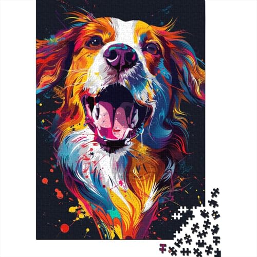 Brittany Dog Art 1000-teiliges Puzzle für Teenager, Geschenke, Holzpuzzle, Puzzle für Erwachsene, Lernspiele für Zuhause, DIY-Spielzeug, 1000 Teile (38 x 26 cm) von TBDUEPS