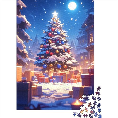 Bunte Kunst Weihnachtsbaum Holzpuzzle 1000 Teile Puzzle für Erwachsene Lernspiel Herausforderung Spielzeug 1000 Stück (38 x 26 cm) von TBDUEPS