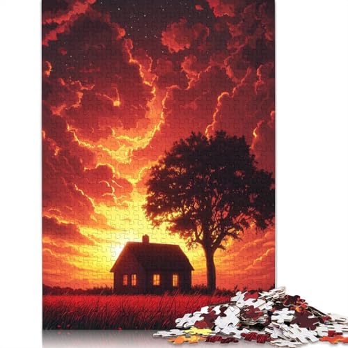 Bunte Wolken, 1000 Teile, Holzpuzzle für Erwachsene, Puzzle, Lernspiel, Herausforderungsspielzeug, 1000 Stück (75 x 50 cm) von TBDUEPS