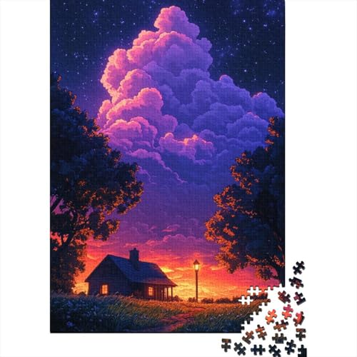 Bunte Wolken, 1000 Teile, Holzpuzzle für Erwachsene, Puzzle, Lernspiel, Herausforderungsspielzeug, 1000 Teile (38 x 26 cm) von TBDUEPS